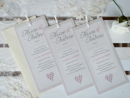 Afternoon Tea flat evening/day invites with satin loop